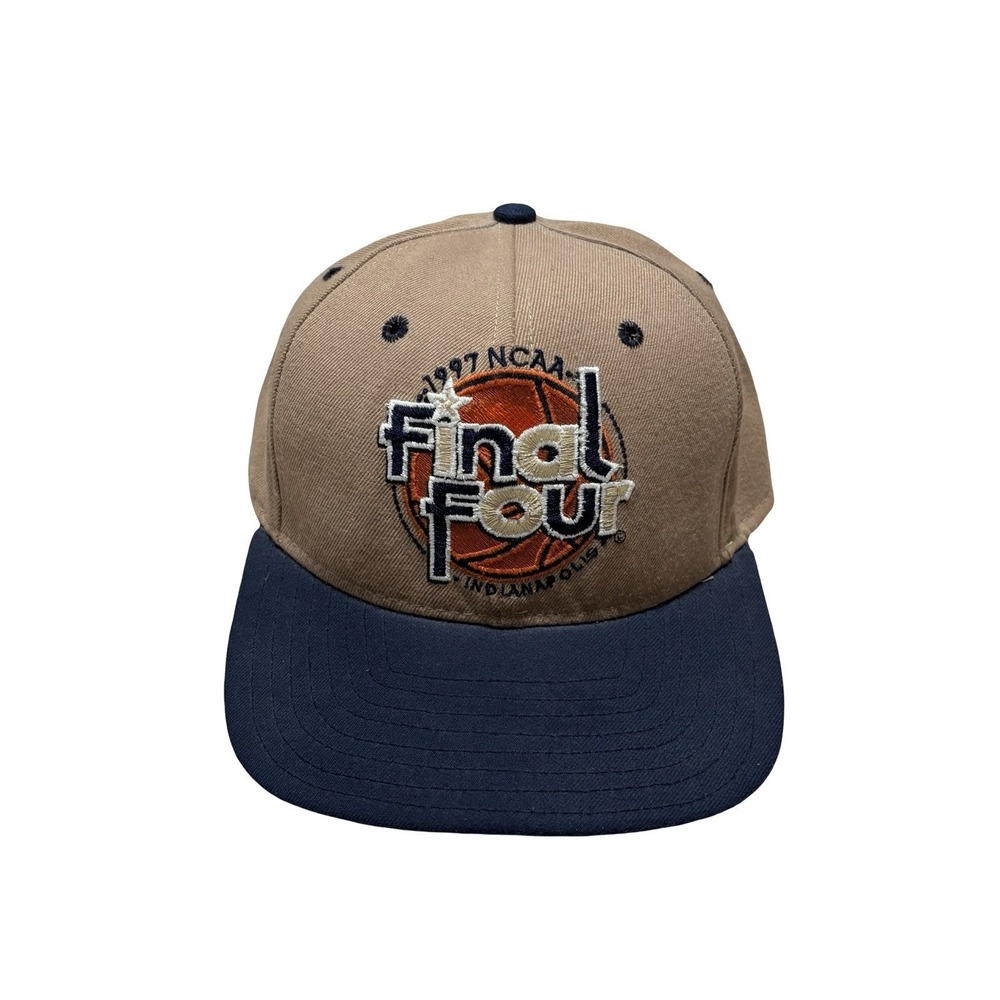 Vintage 1997 NCAA Final Four Indianapolis Snapback Hat Beige Blue Size OSFM